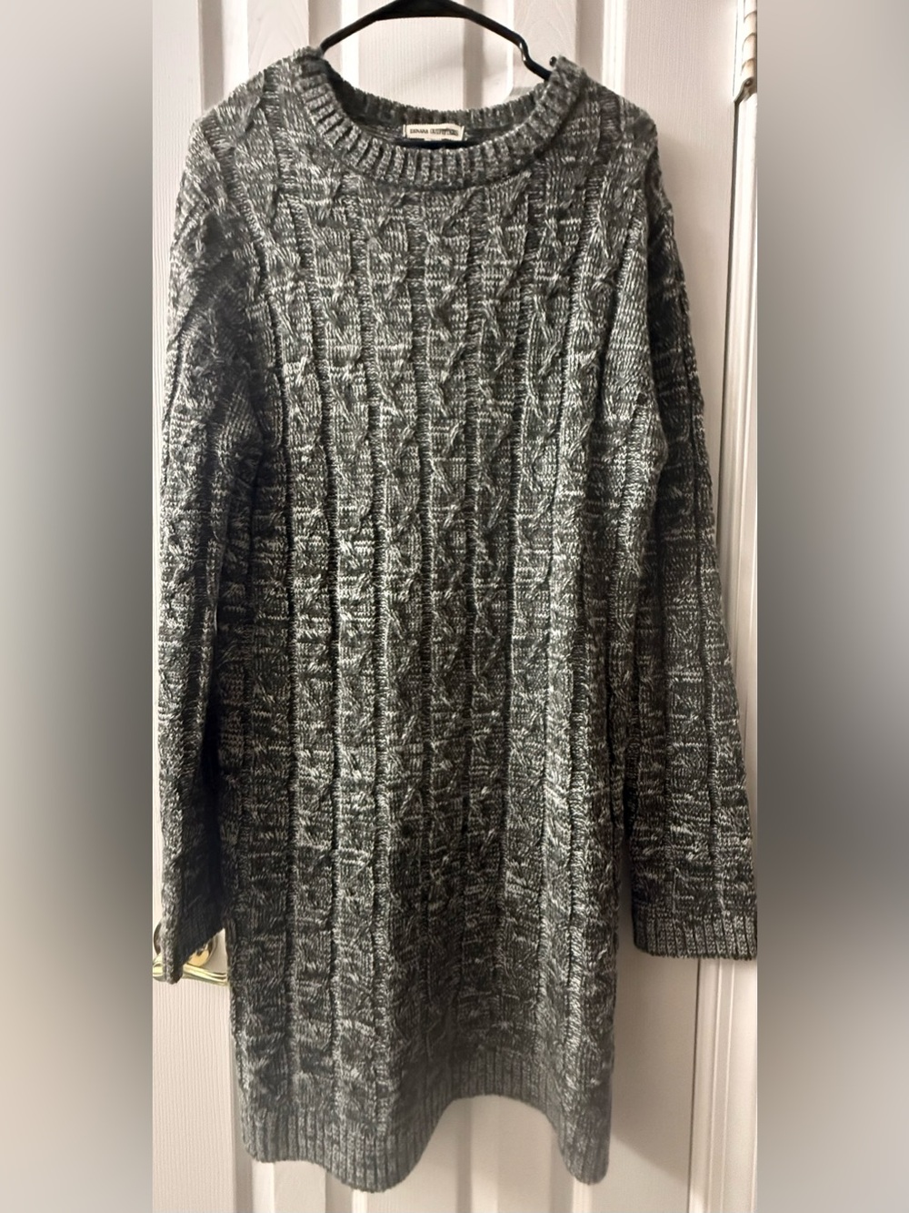 Zenana Outfitters Gray Heathered Cable Crewneck Sweater XL